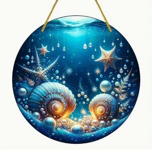 Sun Catcher, Underwater Ocean Scene, Conch Shells. NIP/NWT. (Scene 2)